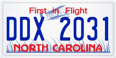 NC license plate DDX2031