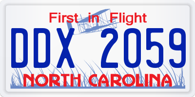 NC license plate DDX2059