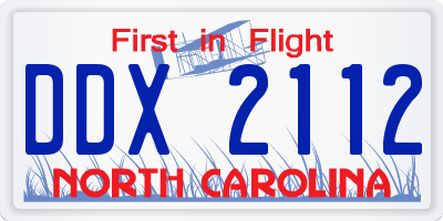 NC license plate DDX2112