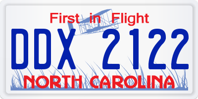 NC license plate DDX2122