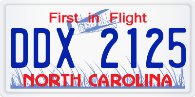 NC license plate DDX2125