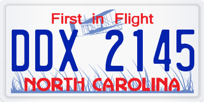 NC license plate DDX2145