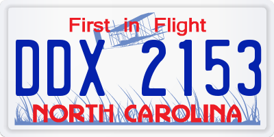 NC license plate DDX2153
