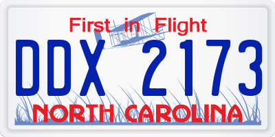 NC license plate DDX2173