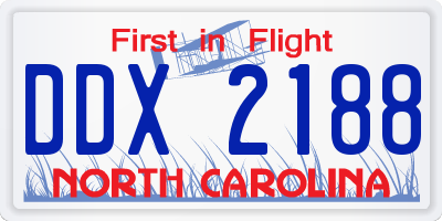 NC license plate DDX2188