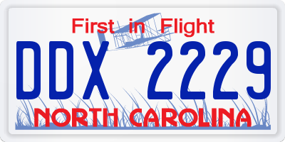 NC license plate DDX2229