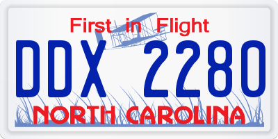 NC license plate DDX2280