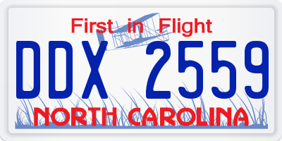 NC license plate DDX2559