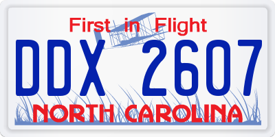 NC license plate DDX2607