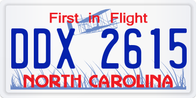 NC license plate DDX2615