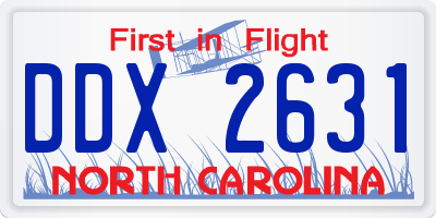 NC license plate DDX2631