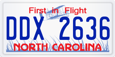 NC license plate DDX2636