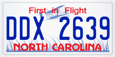 NC license plate DDX2639