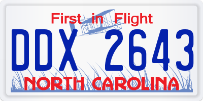 NC license plate DDX2643