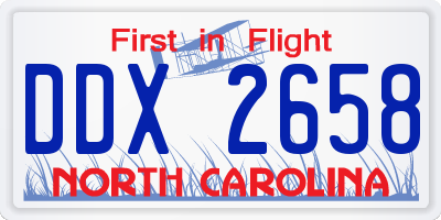NC license plate DDX2658