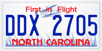 NC license plate DDX2705