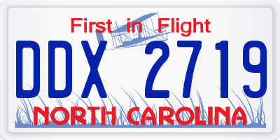 NC license plate DDX2719