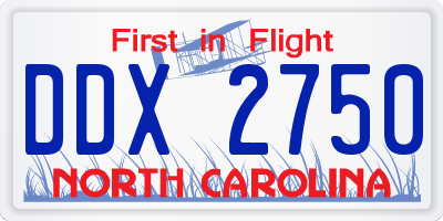NC license plate DDX2750