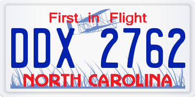 NC license plate DDX2762