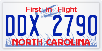 NC license plate DDX2790