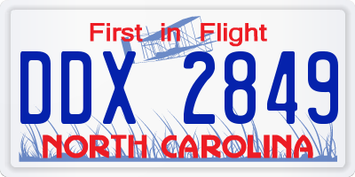 NC license plate DDX2849