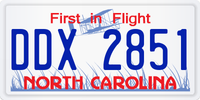 NC license plate DDX2851