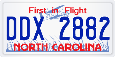NC license plate DDX2882