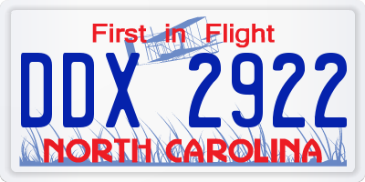 NC license plate DDX2922