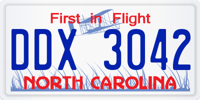 NC license plate DDX3042