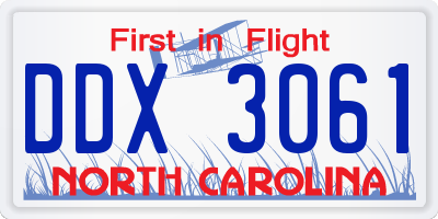 NC license plate DDX3061