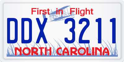 NC license plate DDX3211