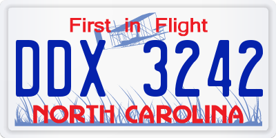 NC license plate DDX3242