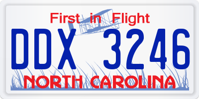 NC license plate DDX3246