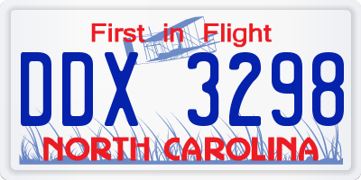 NC license plate DDX3298