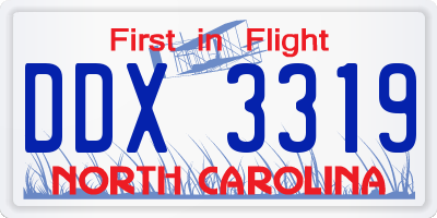 NC license plate DDX3319