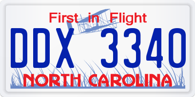 NC license plate DDX3340
