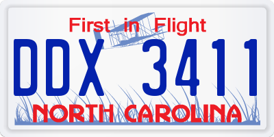 NC license plate DDX3411