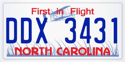 NC license plate DDX3431