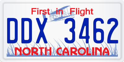 NC license plate DDX3462