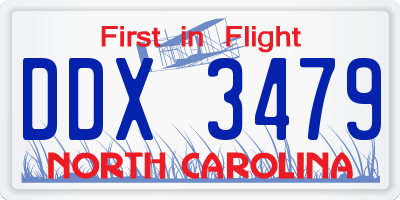 NC license plate DDX3479
