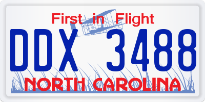 NC license plate DDX3488