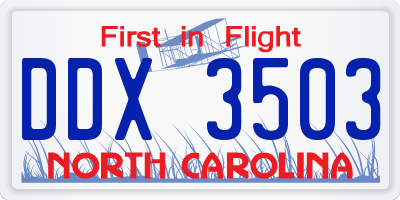 NC license plate DDX3503