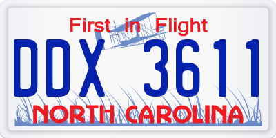 NC license plate DDX3611