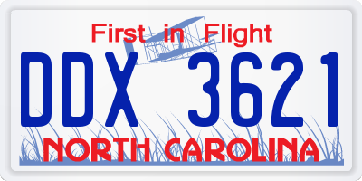 NC license plate DDX3621