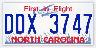 NC license plate DDX3747