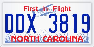 NC license plate DDX3819
