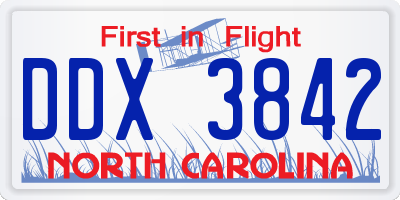 NC license plate DDX3842