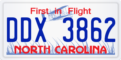 NC license plate DDX3862