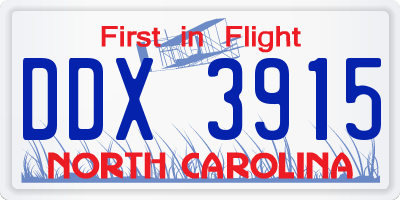 NC license plate DDX3915