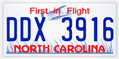 NC license plate DDX3916